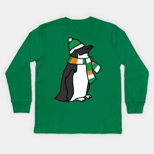 Irish Penguin on St Patricks Day Kids Long Sleeve T-Shirt